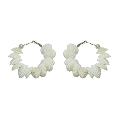 White Shell Hoop Earrings