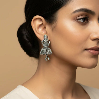 Kalash Kamal earring (Light Orange) Mini Muse stud earrings (Silver) Combo set