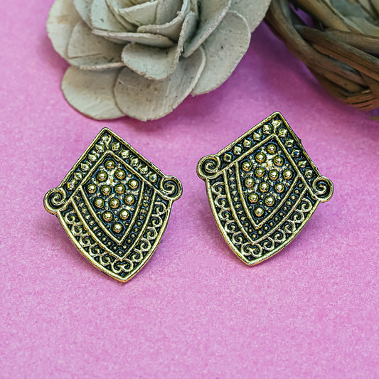 Gold polished oxidised Earrings