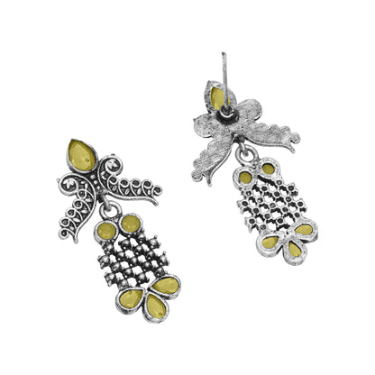 Yellow Stone Studded Lightweight German Silver Stud Earrings