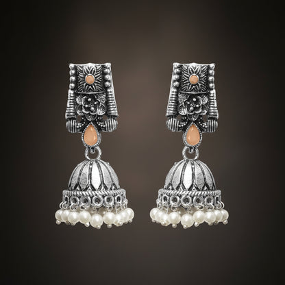Temple bells jhumki earrings (Light Orange)