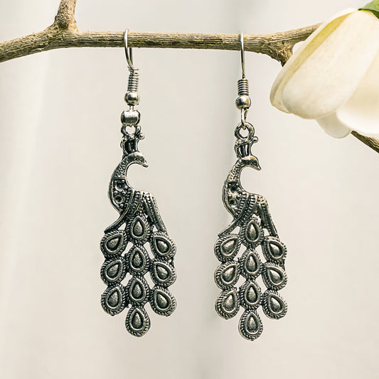 Oxidised peacock motif Earrings