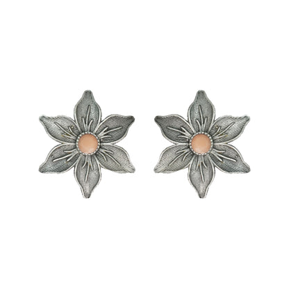 Light Orangish Stone Studded Brass Studs