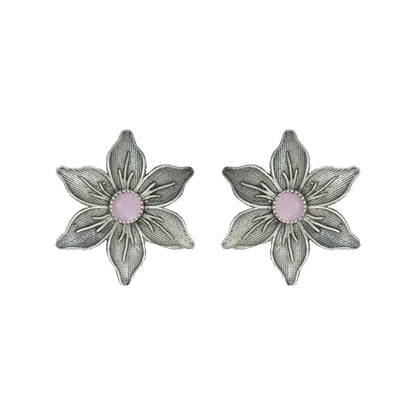 Baby Pink Stone Studded Brass Studs