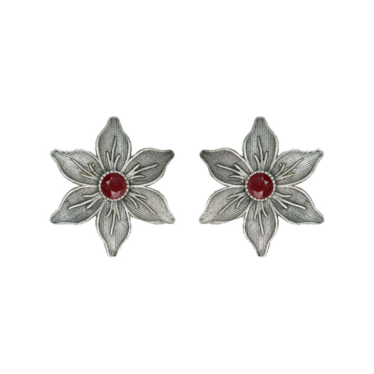 Dark Maroon Stone Studded Brass Studs