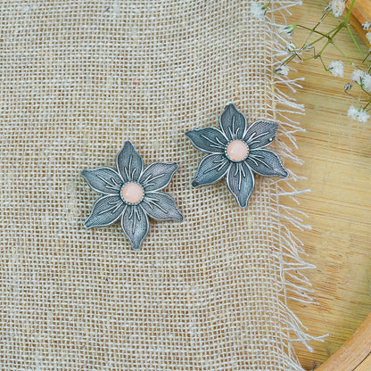 Light Orangish Stone Studded Brass Studs