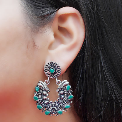 Green Stone Studded Danglers