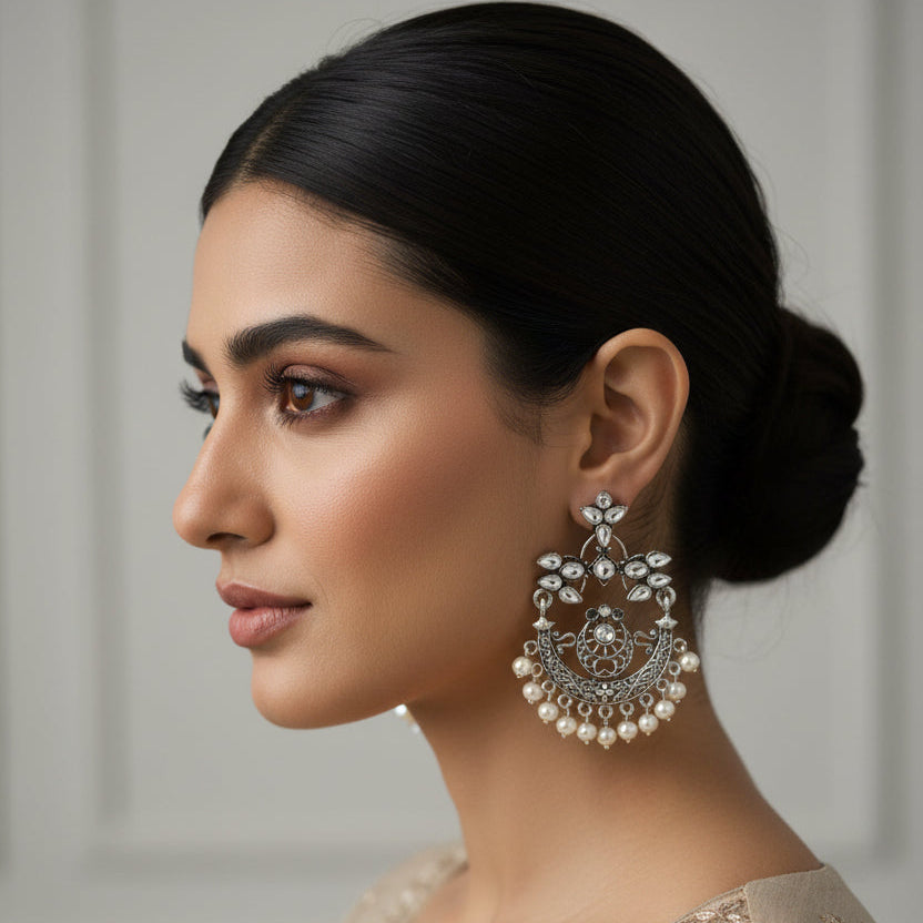 Carved Charm Dangler earrings & Royal Triple Bell Layered Jhumka Earring Combo set