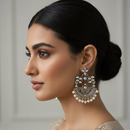 Carved Charm Dangler earrings &  Eleglam dangler earrings Combo set
