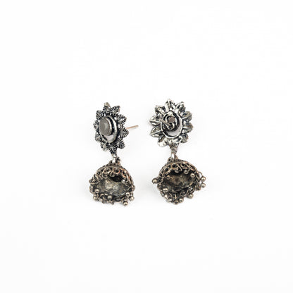 Grey Stone Studded Oxidised Dangler Earrings