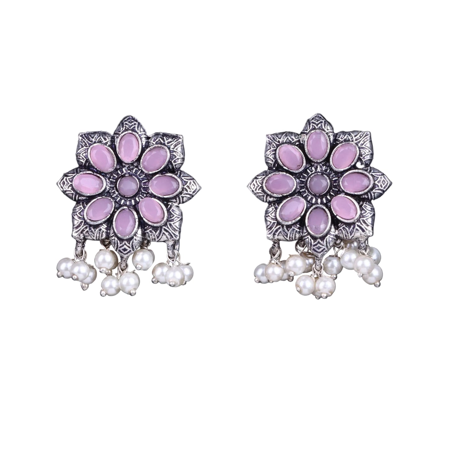 Jugni vibrant stud earrings (Baby Pink)