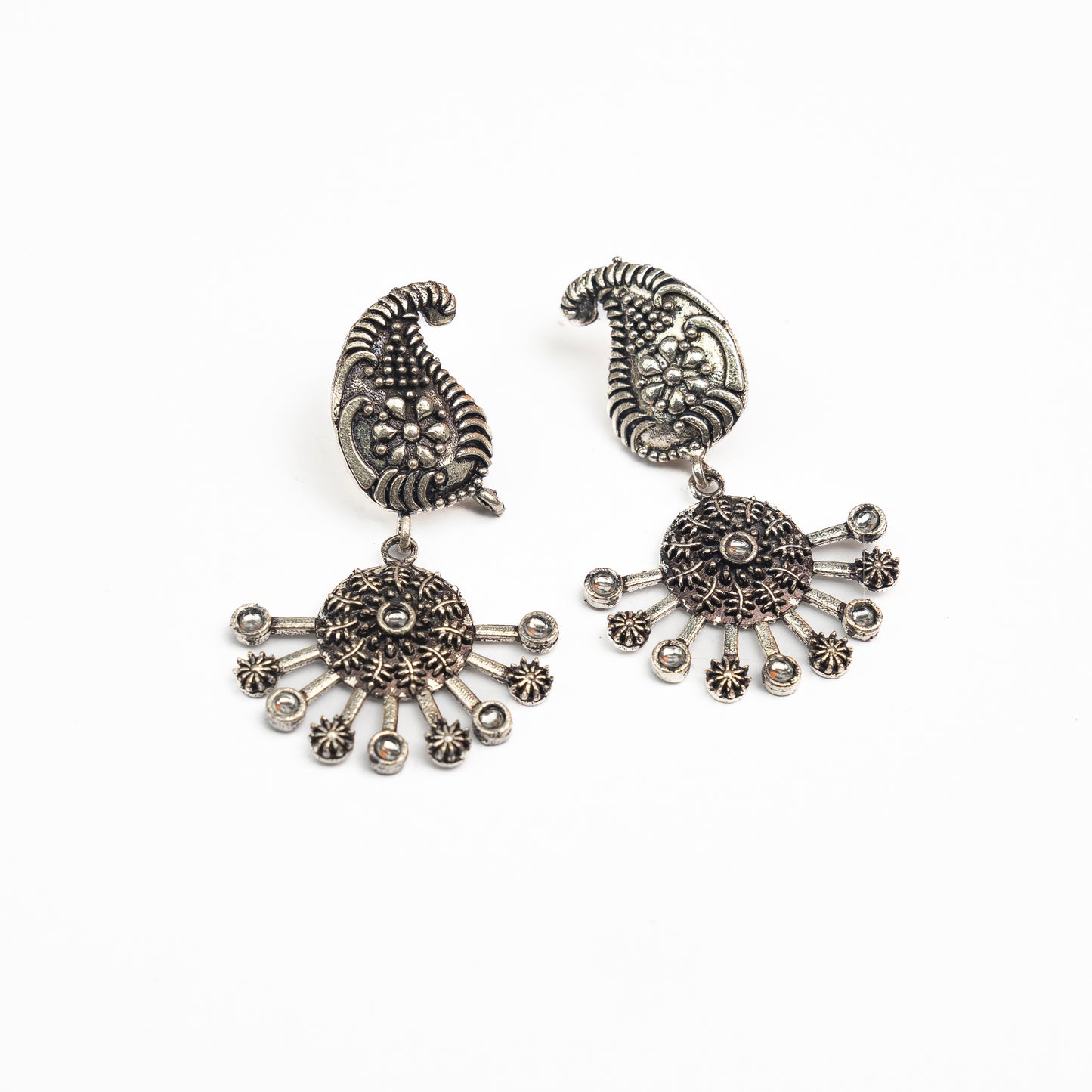 White Stone Studded Statement Danglers