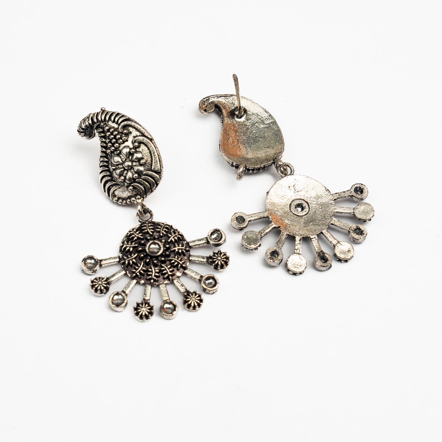 White Stone Studded Statement Danglers