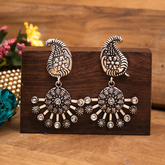 White Stone Studded Statement Danglers