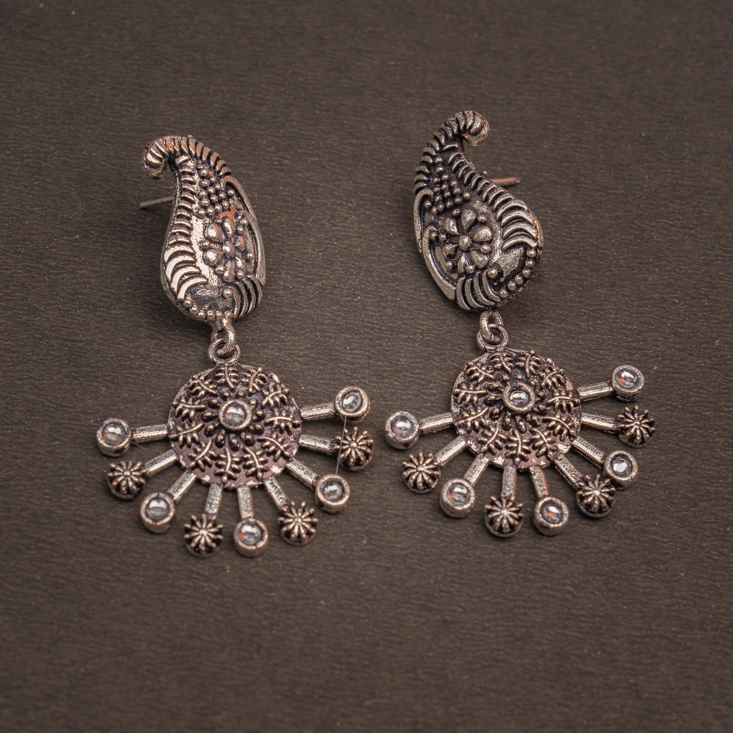 White Stone Studded Statement Danglers