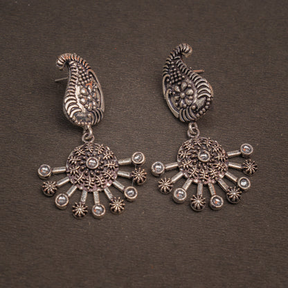 White Stone Studded Statement Danglers
