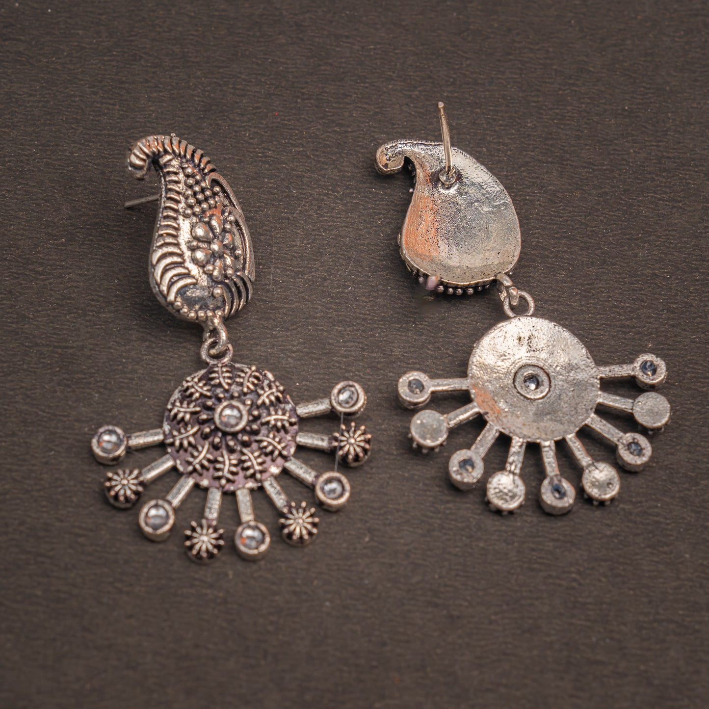 White Stone Studded Statement Danglers