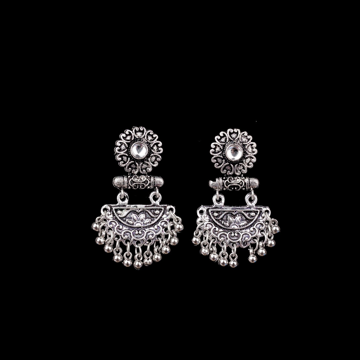 White Stone Studded Rajwada Style Statement Danglers