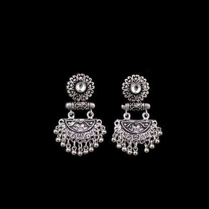 White Stone Studded Rajwada Style Statement Danglers