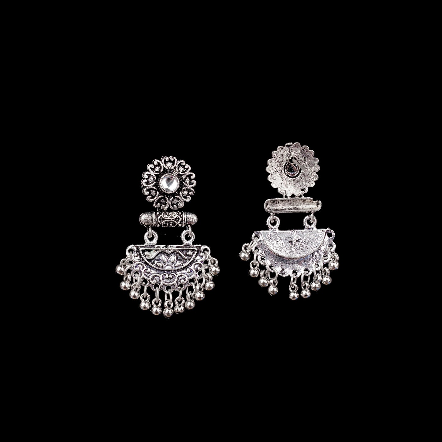 White Stone Studded Rajwada Style Statement Danglers