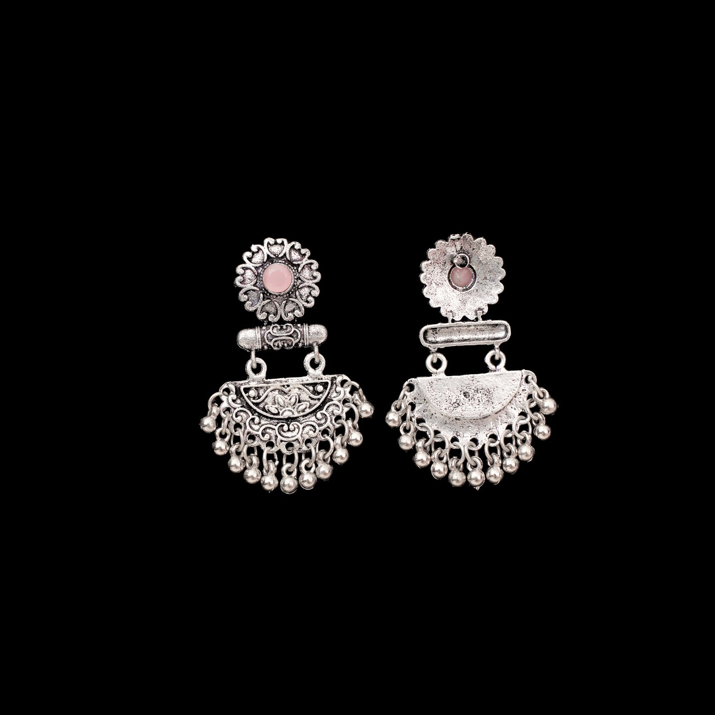 Baby Pink Stone Studded Rajwada Style Statement Danglers