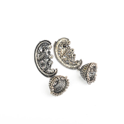 White Stone Studded Statement Dangler Earrings