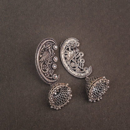 White Stone Studded Statement Dangler Earrings