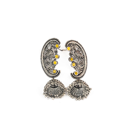 Yellow Stone Studded Statement Dangler Earrings