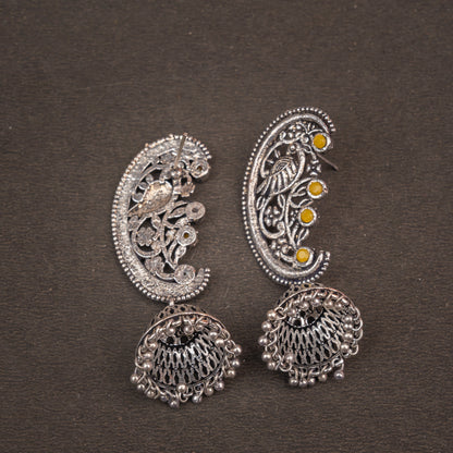 Yellow Stone Studded Statement Dangler Earrings