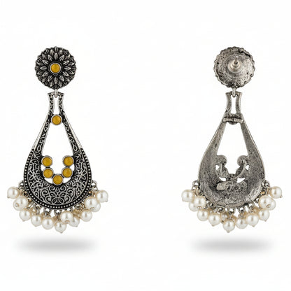 Shine Drop pearl dangler earring (Yellow)