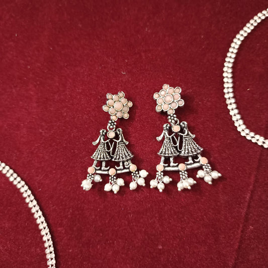 Light Orangish Stone Studded Beautiful Dulha-Dulhan Earrings