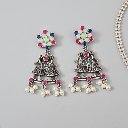 Bride-Groom Floral dangler earrings (Multicolored)