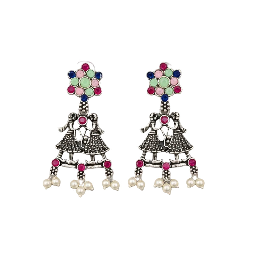 Bride-Groom Floral dangler earrings (Multicolored)
