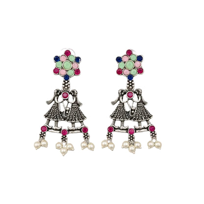 Bride-Groom Floral dangler earrings (Multicolored)