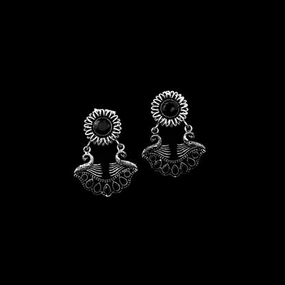 Black Stone Studded Beautiful Oxidized Earrings