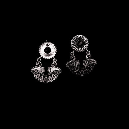 Black Stone Studded Beautiful Oxidized Earrings