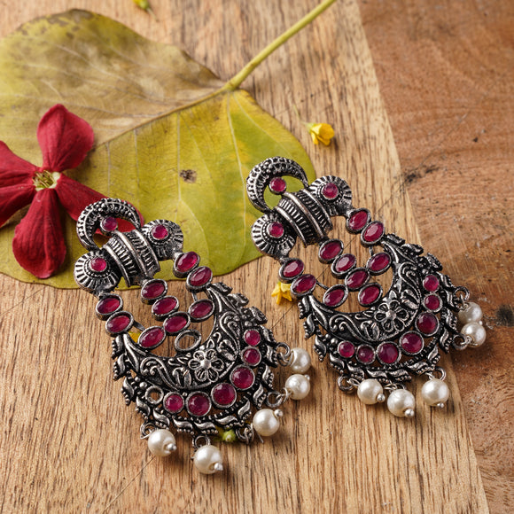 Flipkart.com - Buy KudiPatakha Baby Pink stone embellished German Silver  Earrings with hanging pearls Alloy Earring Set Online at Best Prices in  India