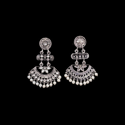 White Stone Studded Rajwada Statement Earrings