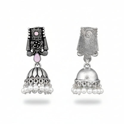 Temple bells jhumki earrings (Baby Pink)