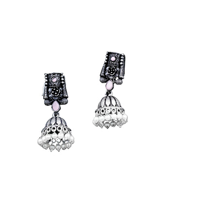 Temple bells jhumki earrings (Baby Pink)