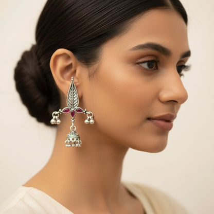 Nature's embrace jhumki earrings (Red)