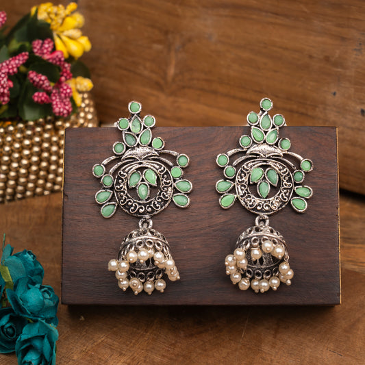 Mughal majesty jhumka earrings (Pista)