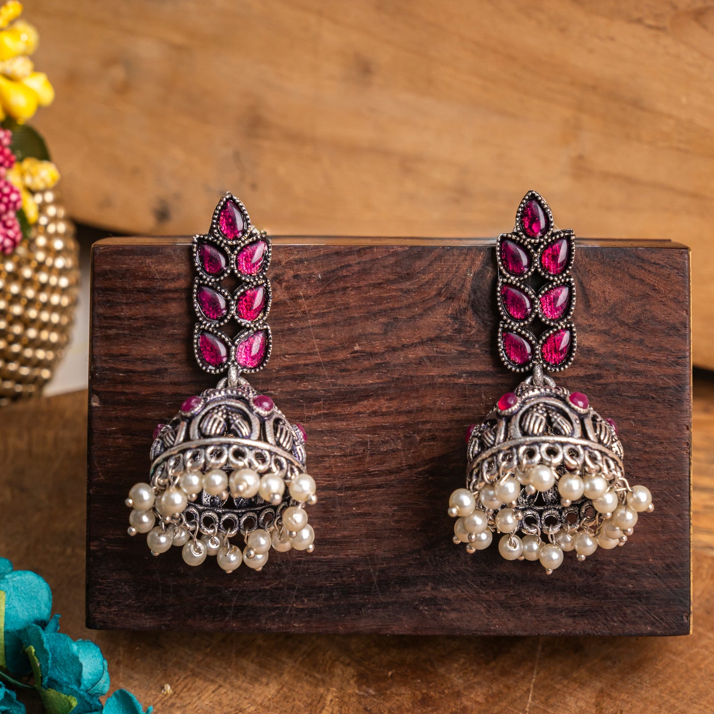 StylishKudi Oxidised Silver Earrings&Chandbali Earrings ComboSet for Women&girl
