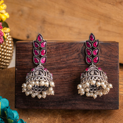 StylishKudi Oxidised Silver Earrings&Chandbali Earrings ComboSet for Women&girl