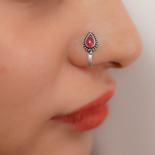 Heritage drop oxidised nosepin (Red)