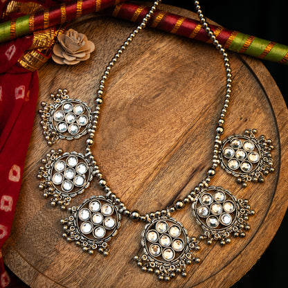 Dazzle drape oxidised kamarband (Silver)