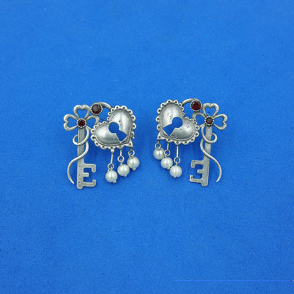 Lock & Key Oxidised Earrings