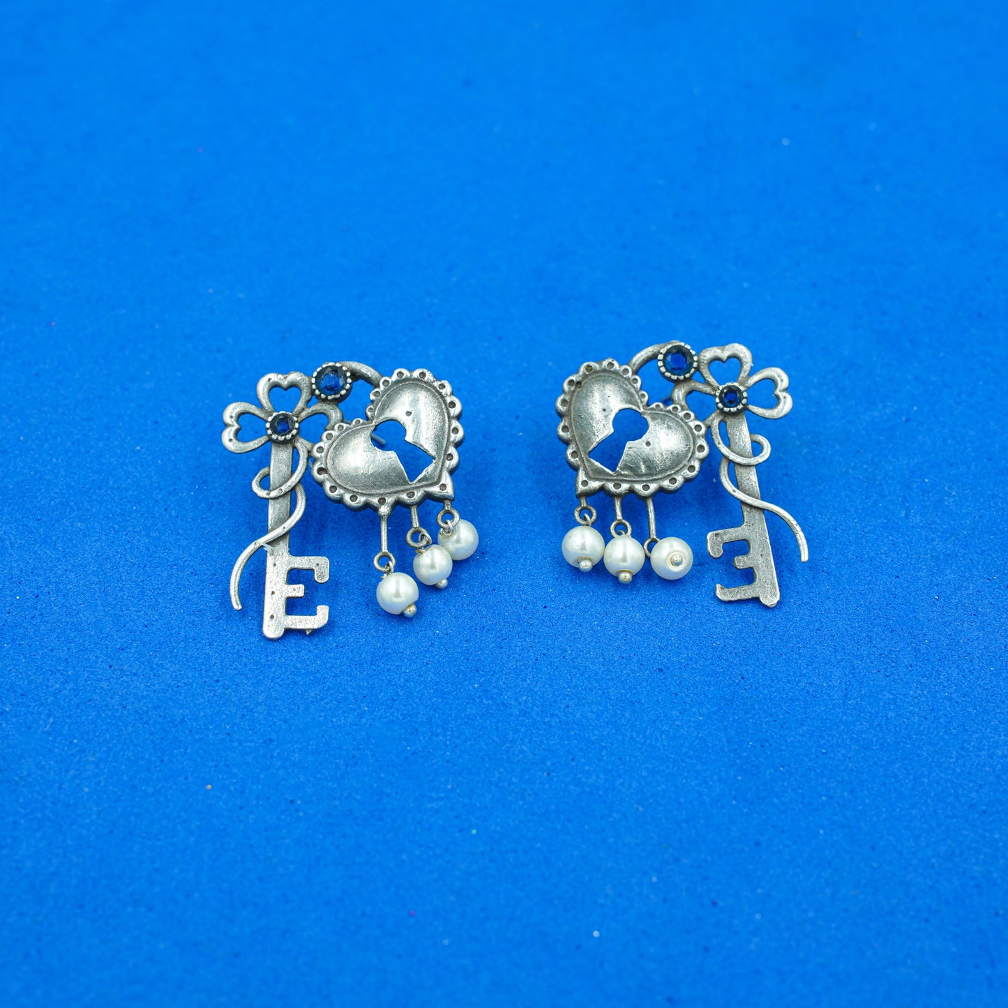 Lock & Key Oxidised Earrings