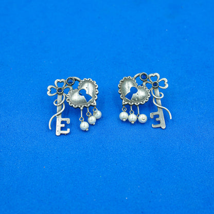 Lock & Key Oxidised Earrings