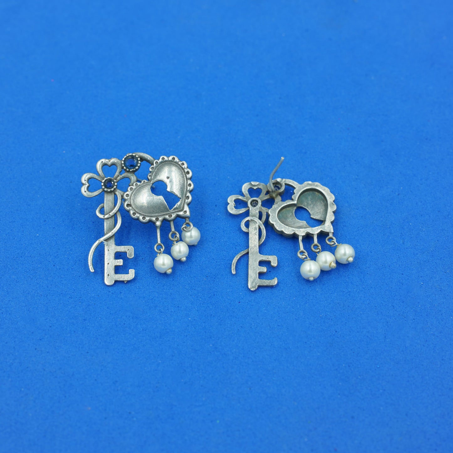 Lock & Key Oxidised Earrings